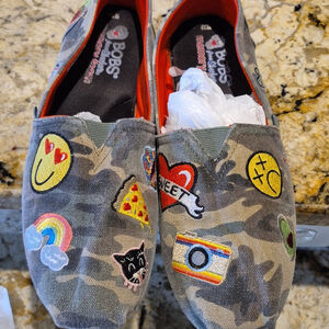 Bobs Skechers Embroidered Camo Flats Fabric Limited Edition Shoes sz.10(#1816)